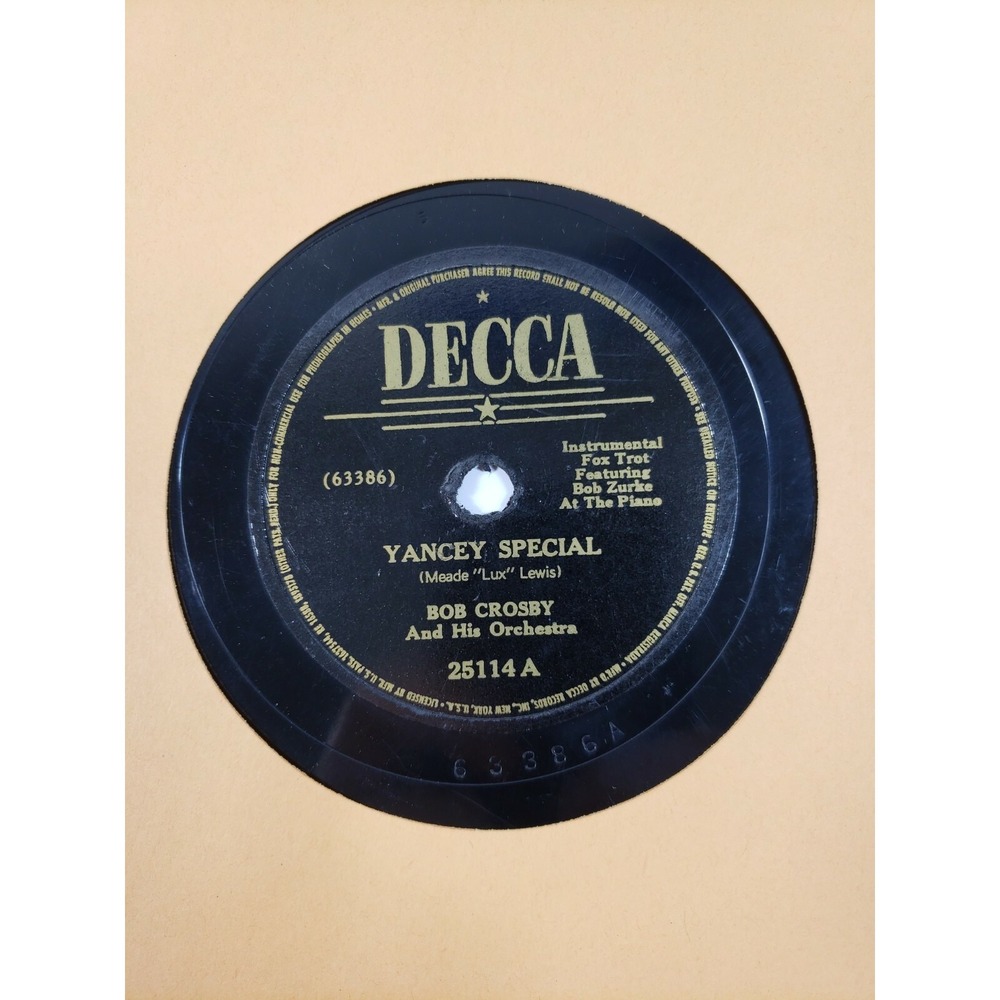 78 RPM Record Bob Crosby / Boogie Woogie‎ Maxixe / Yancy Special Decca V+/V+ B2